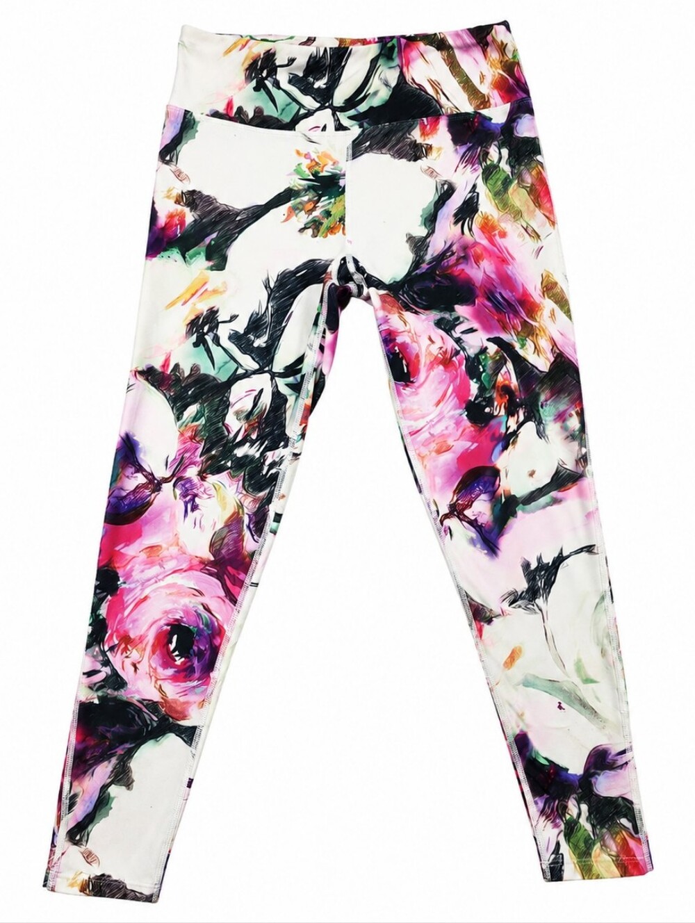 Betsey Johnson Performance Floral Crop Leggings Women's Small Yoga Athletic